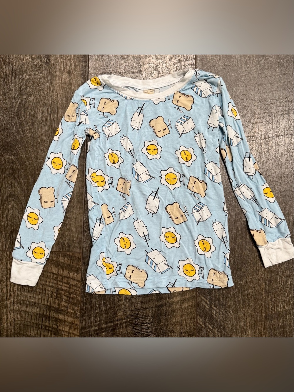 Little Sleepies Breakfast Buddies 3T Eggs Toast Milk Bamboo Pajama Top